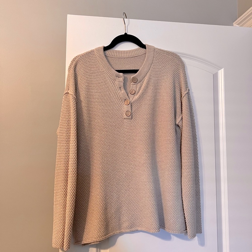 Beige Button-Up Sweater